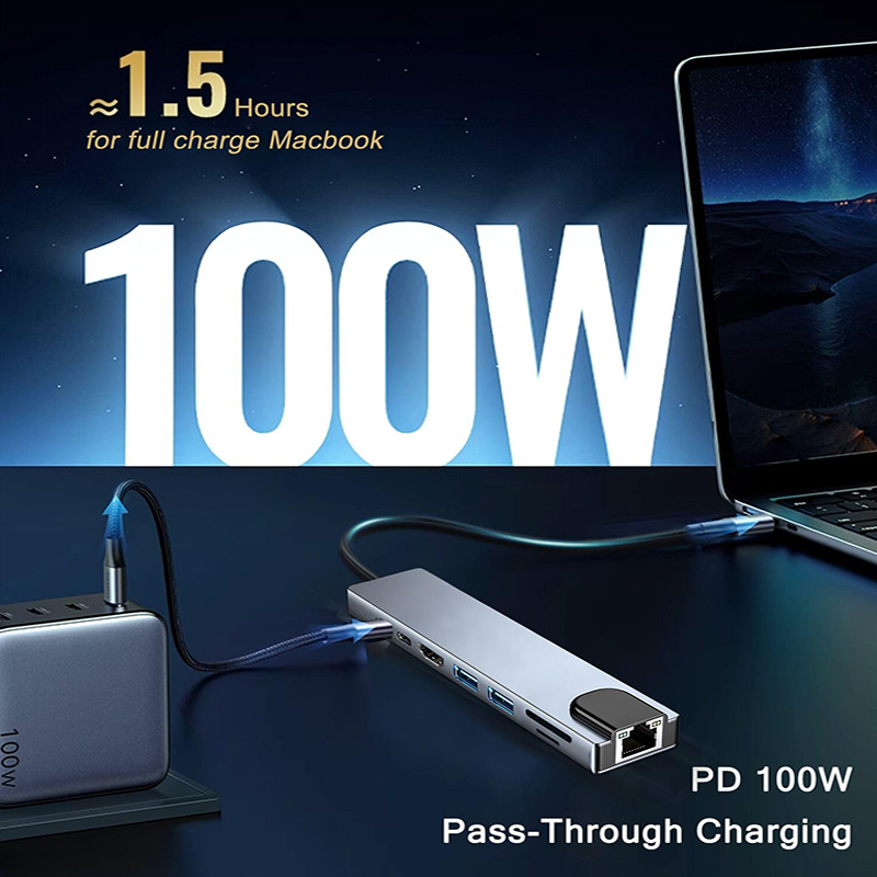 8 In 1 USB Type C Hub for MacB - đánh giá và giá Hdmi Adapter Tablet