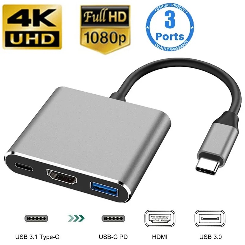 USB C HUB 3in1 Type C 3.0 to H - đánh giá và giá Hdmi Adapter Tablet