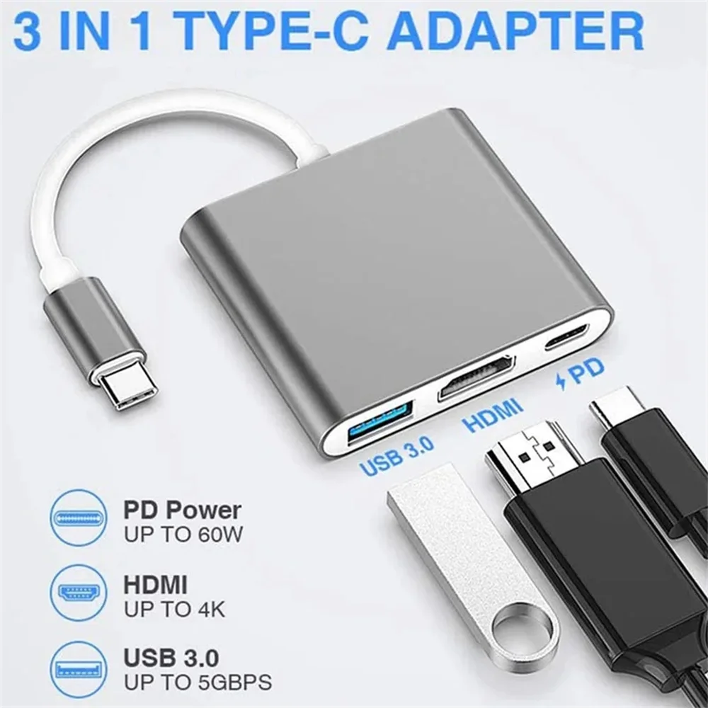 USB C HUB 3-in-1 Multiports Ad - đánh giá và giá Hdmi Adapter Tablet