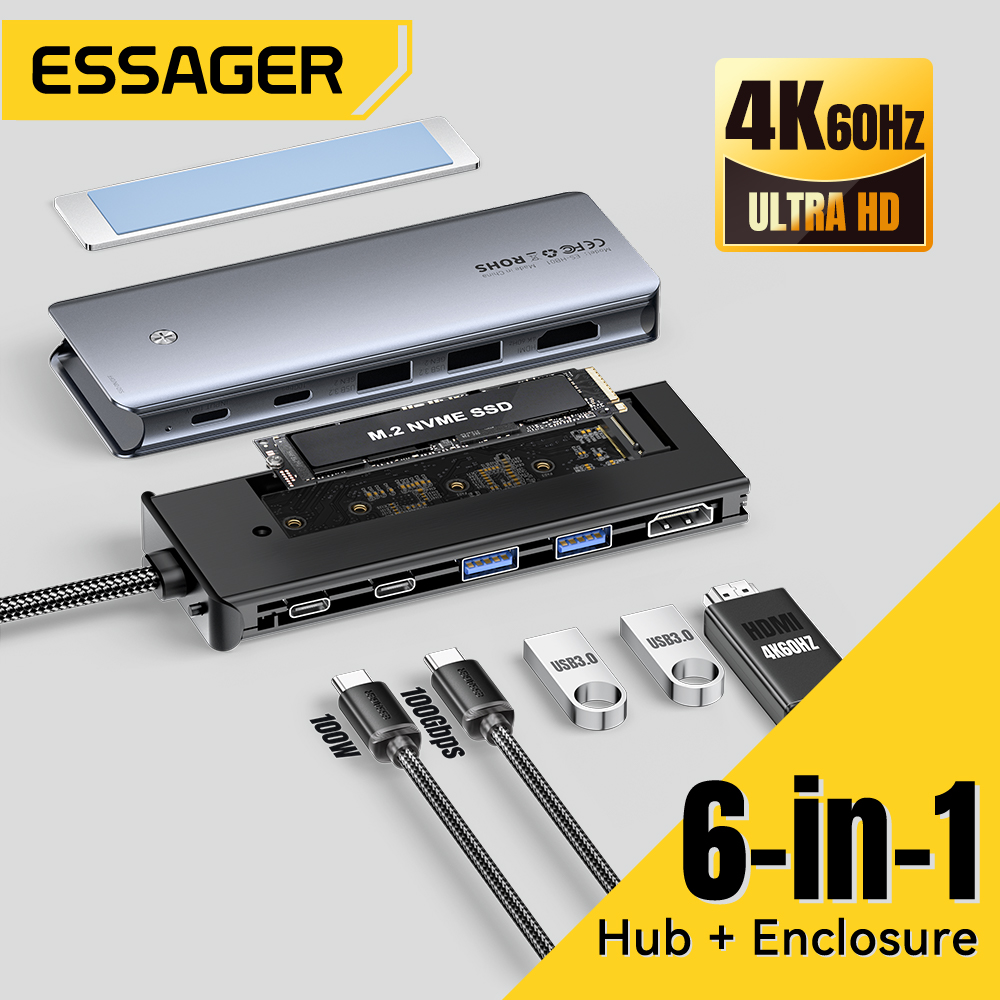 Essager USB C Hub With M.2 SSD - đánh giá và giá Hdmi Adapter Tablet