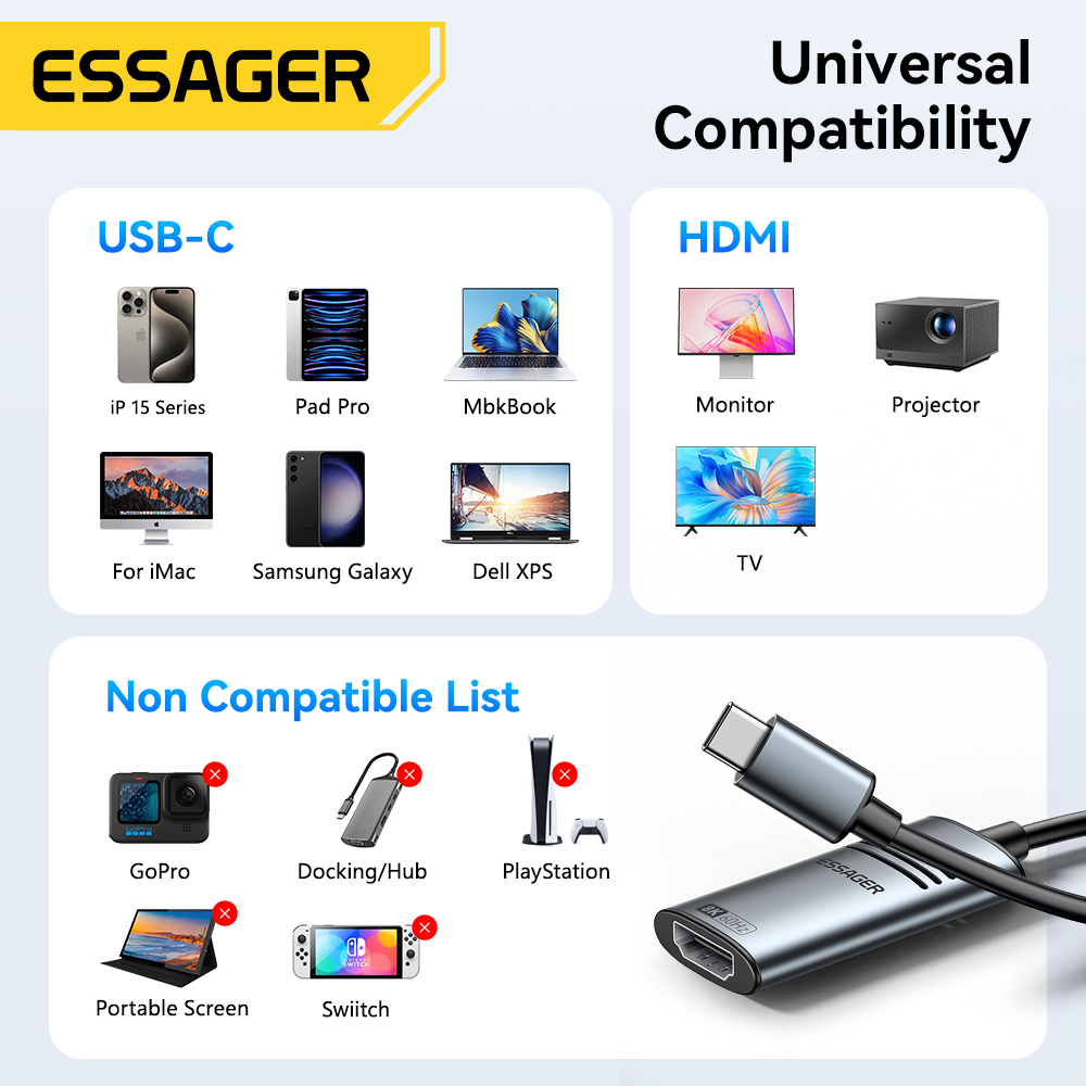 Essager HDMI To USB Type C Ada - đánh giá và giá Hdmi Adapter Tablet